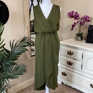 Olive faux wrap dress